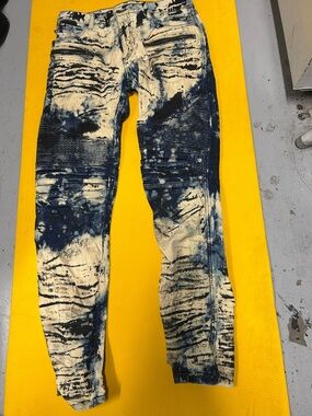 Robin's Jean Bleached Tie-Dye Skinny Jeans - Blue & Cream